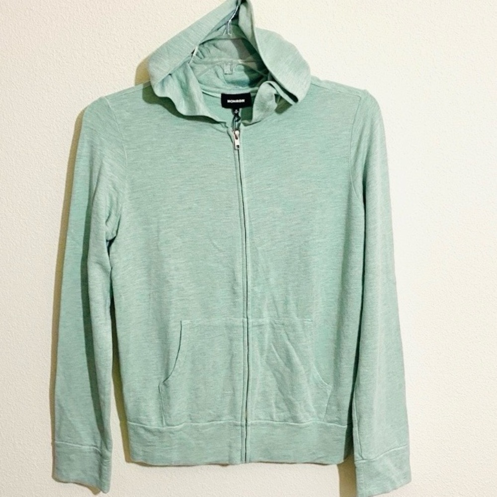 Monrow SuperSoft Rayon Cotton Full Zip Mint Hoodie Medium NWT - Picture 2 of 5
